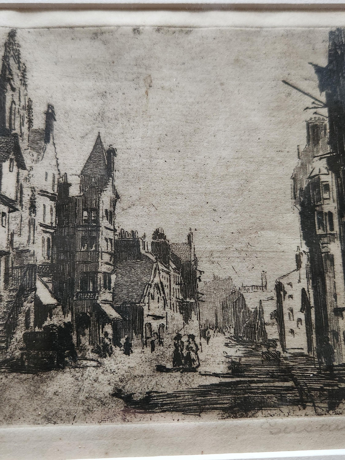 Antique Susan Fletcher Crawford Edinburgh Etching Atmospheric Wall Art