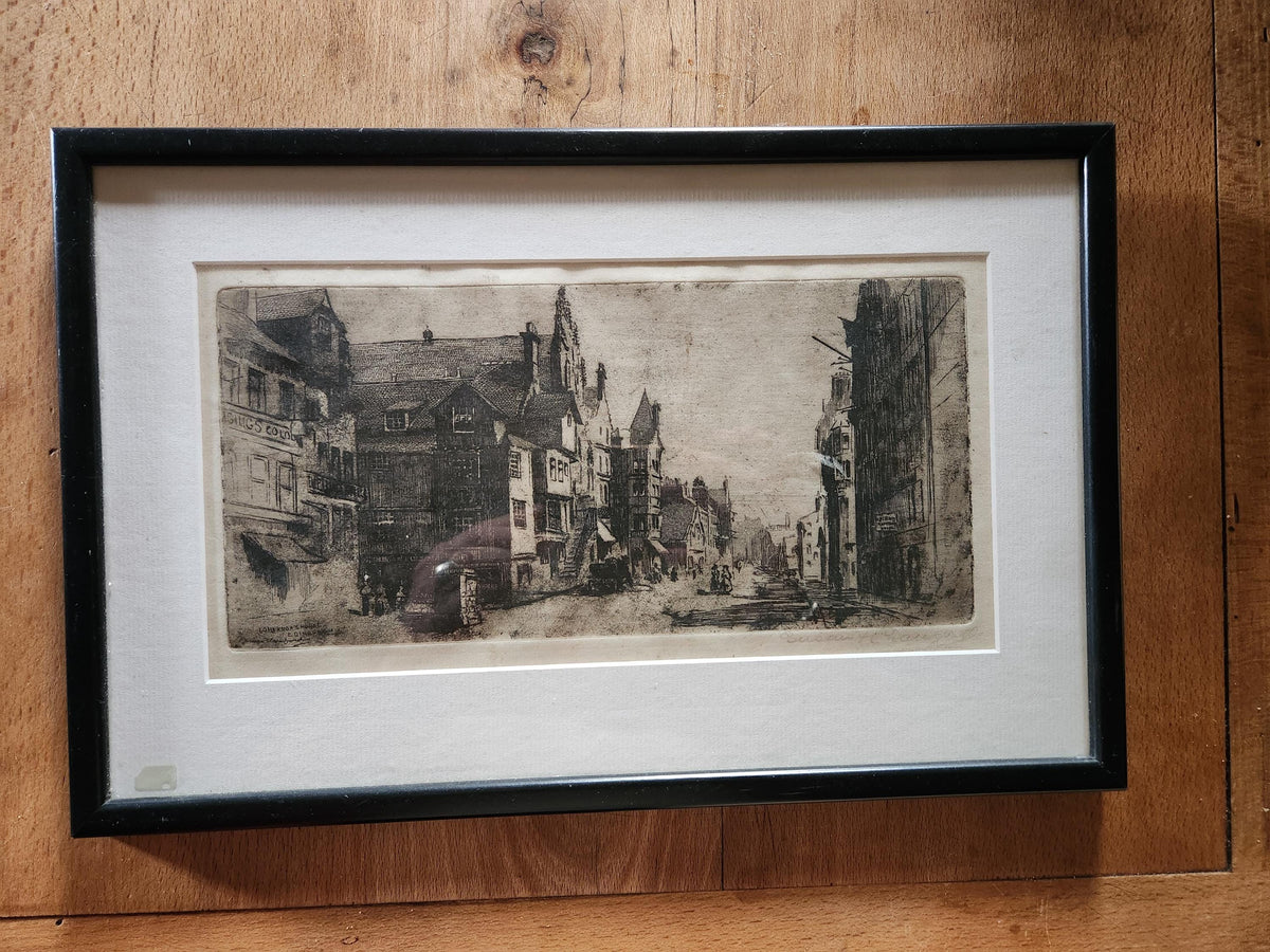 Antique Susan Fletcher Crawford Edinburgh Etching Atmospheric Wall Art