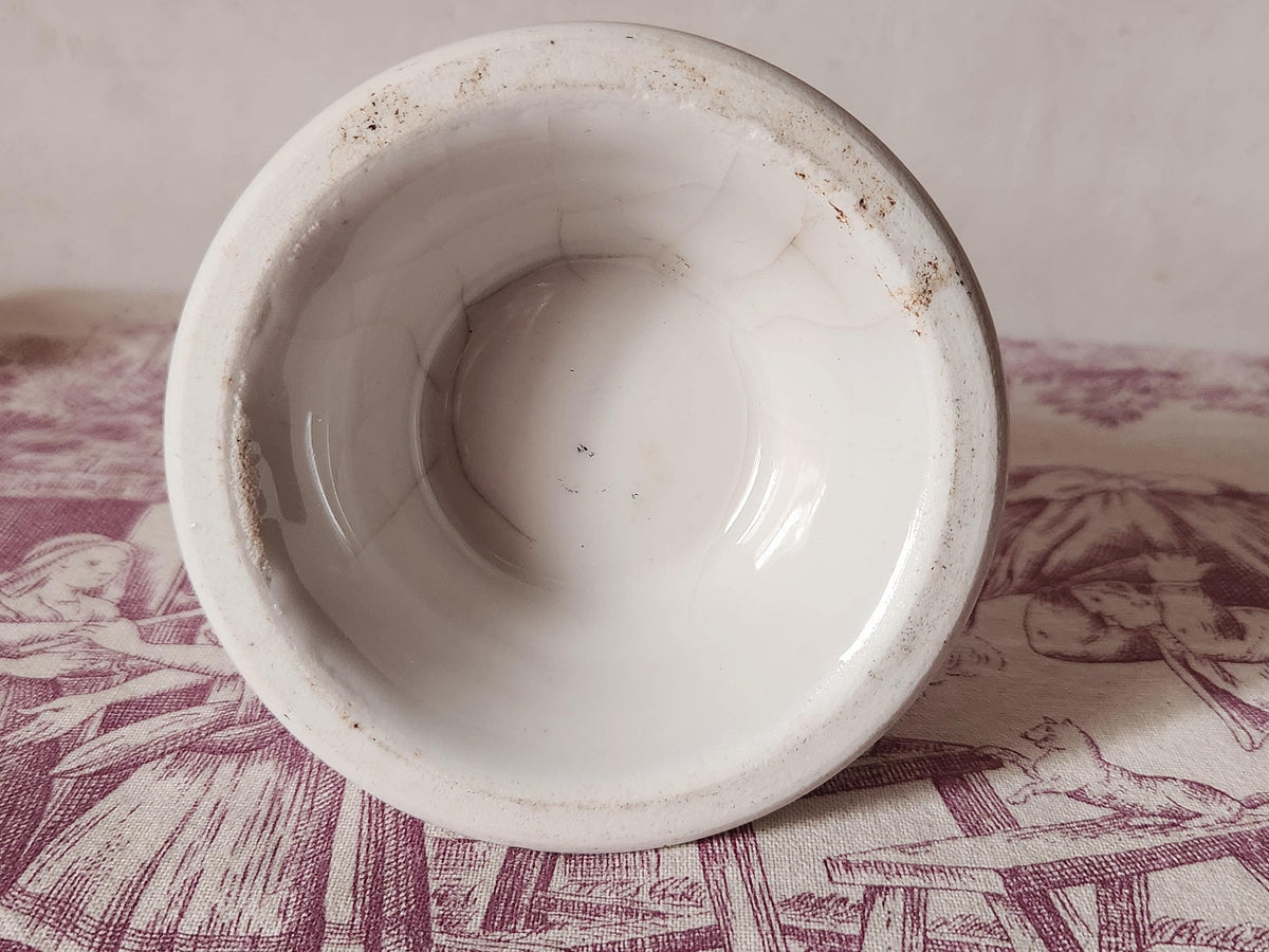 Antique French White Glazed Porcelain Pyrogene Match Striker Pot