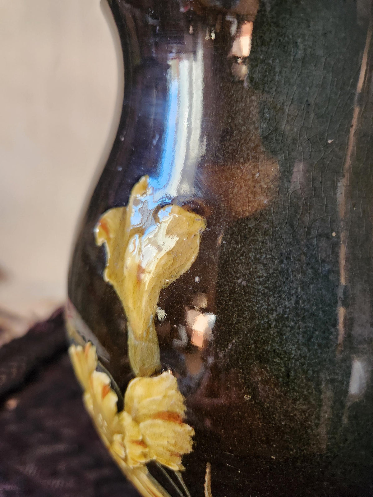 Antique French Impressionist Ceramic Vase Signed A. Vincent - Choisy le Roi