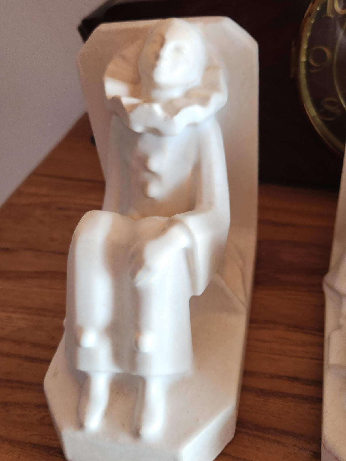 Vintage French Octave Larrieu Art Deco PAIR of Ceramic Pierrot Bookends