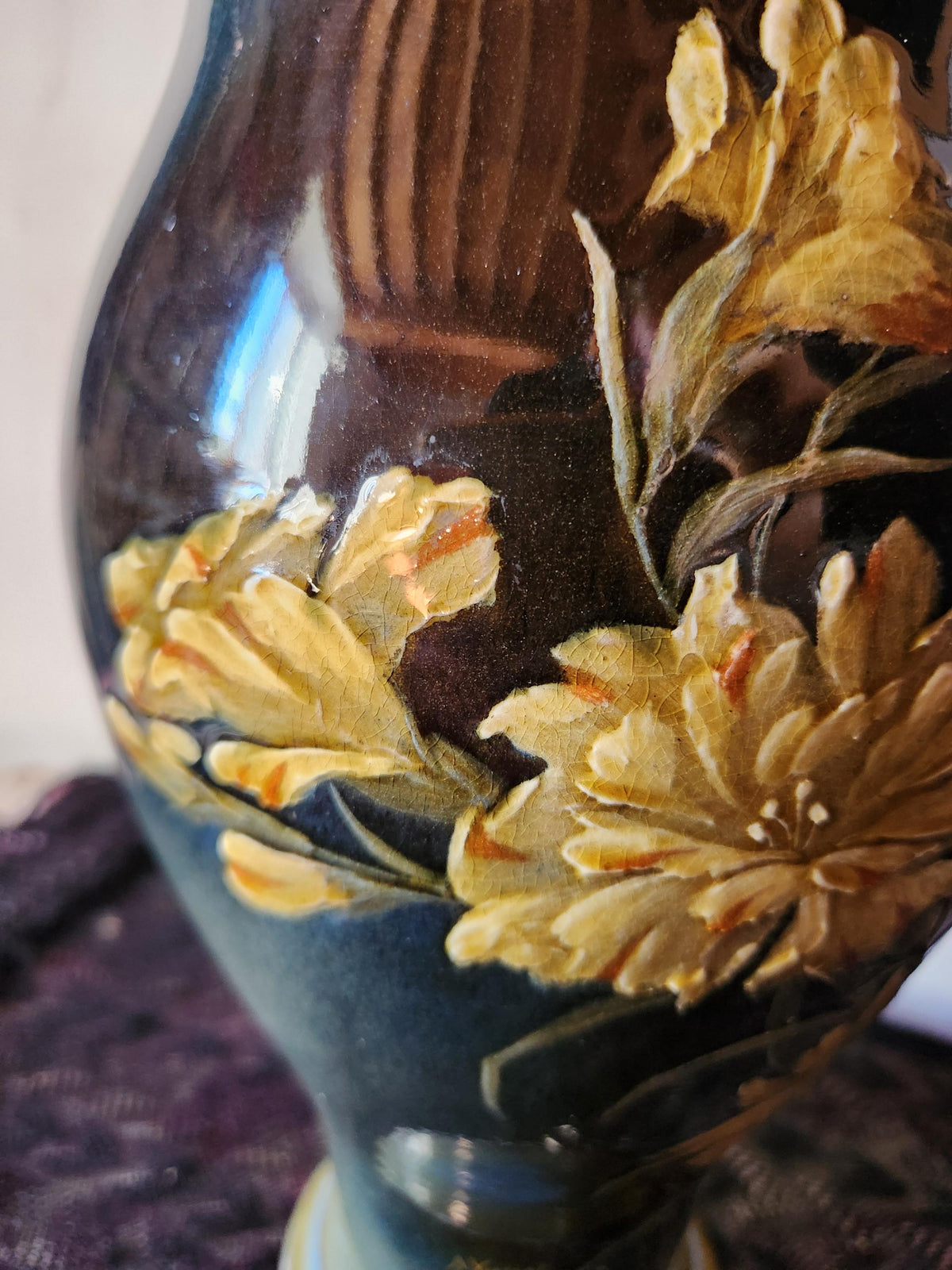 Antique French Impressionist Ceramic Vase Signed A. Vincent - Choisy le Roi
