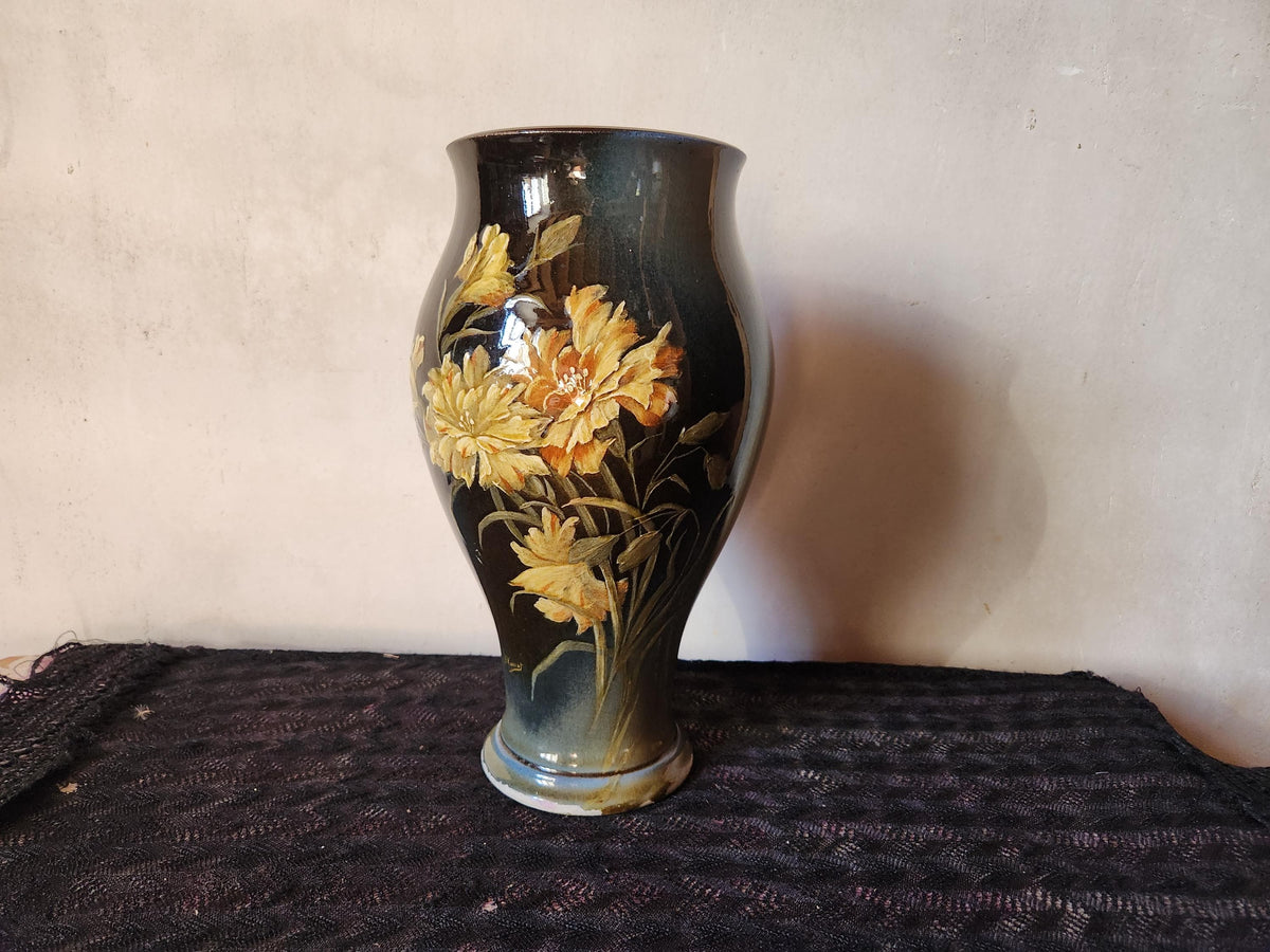 Antique French Impressionist Ceramic Vase Signed A. Vincent - Choisy le Roi