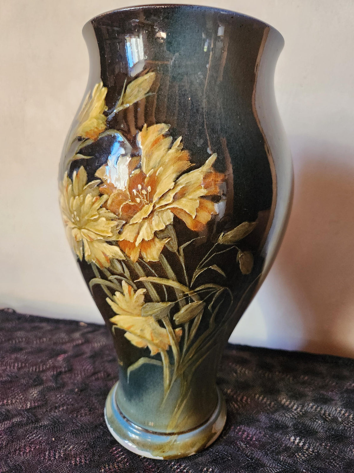 Antique French Impressionist Ceramic Vase Signed A. Vincent - Choisy le Roi