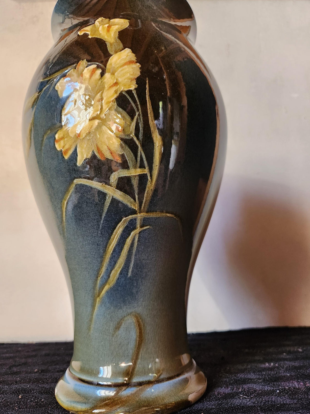 Antique French Impressionist Ceramic Vase Signed A. Vincent - Choisy le Roi