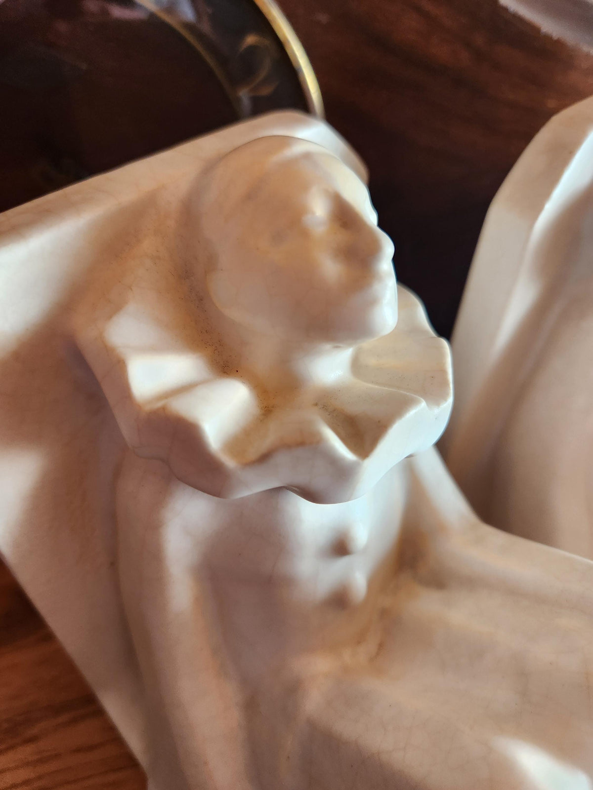 Vintage French Octave Larrieu Art Deco PAIR of Ceramic Pierrot Bookends