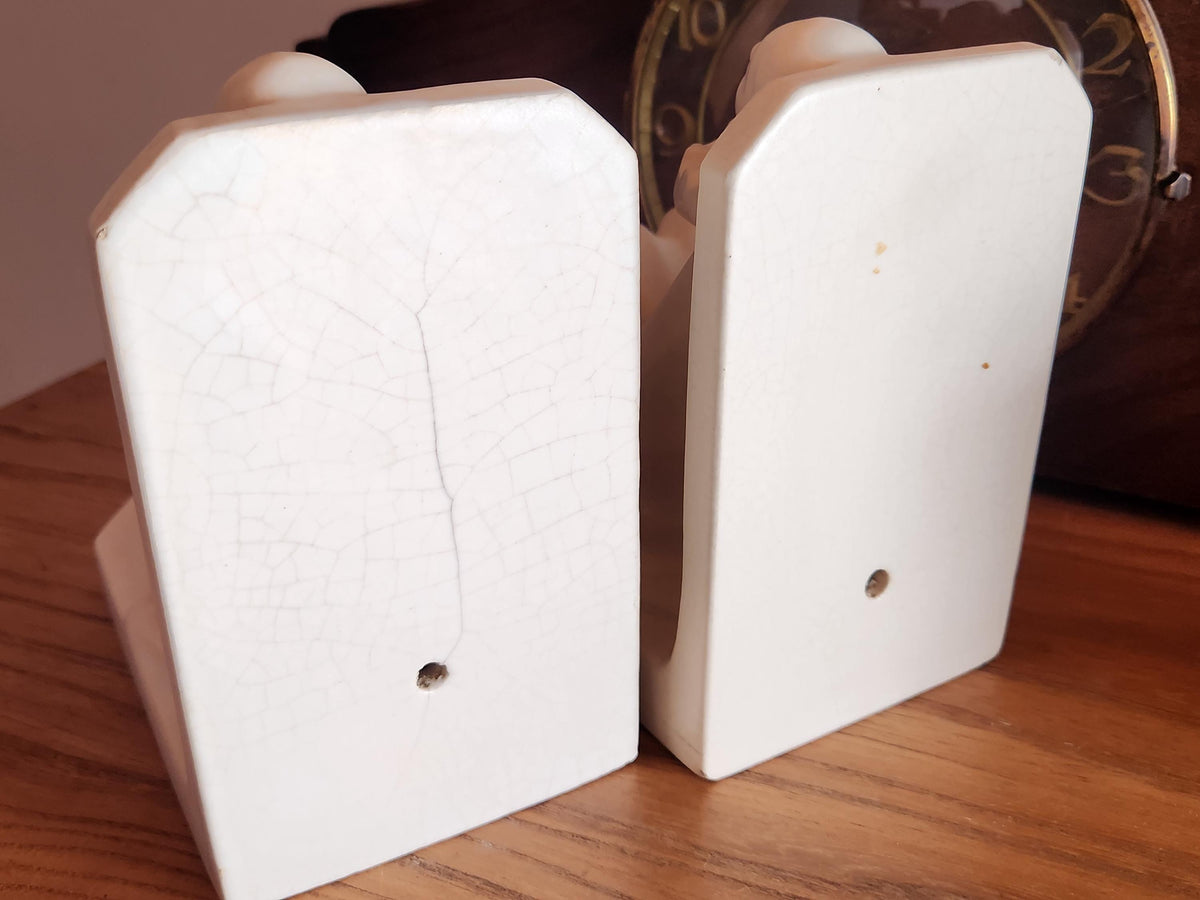 Vintage French Octave Larrieu Art Deco PAIR of Ceramic Pierrot Bookends
