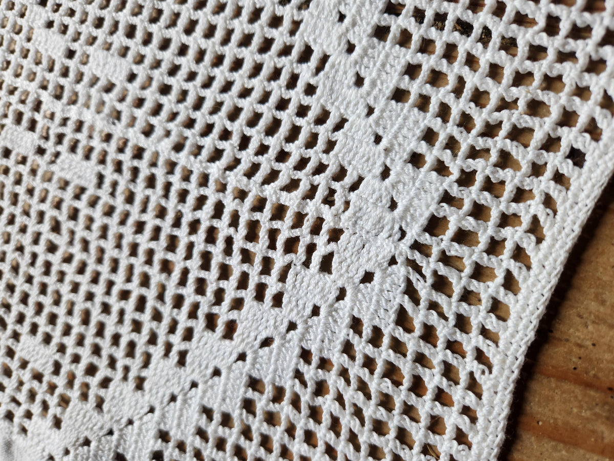 Vintage French Flower Panel Square Embroidered Lace Tablecloth 130x130cm