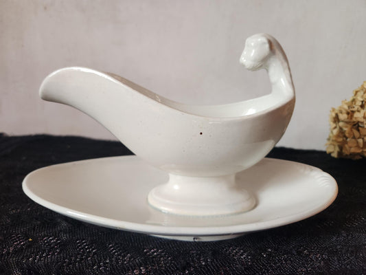 Antique Jules Vieillard Bordeaux Ironstone Sauce Boat