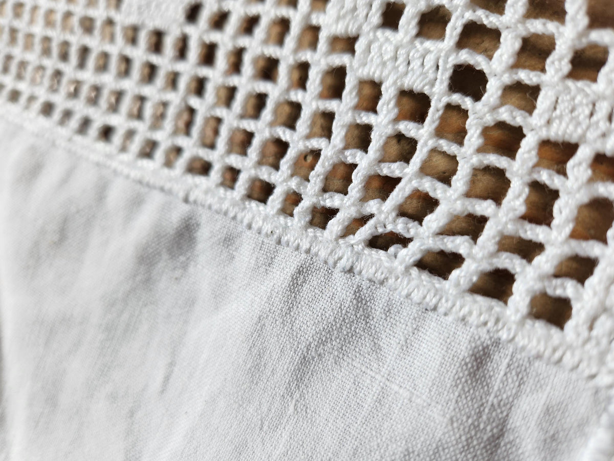 Vintage French Flower Panel Square Embroidered Lace Tablecloth 130x130cm