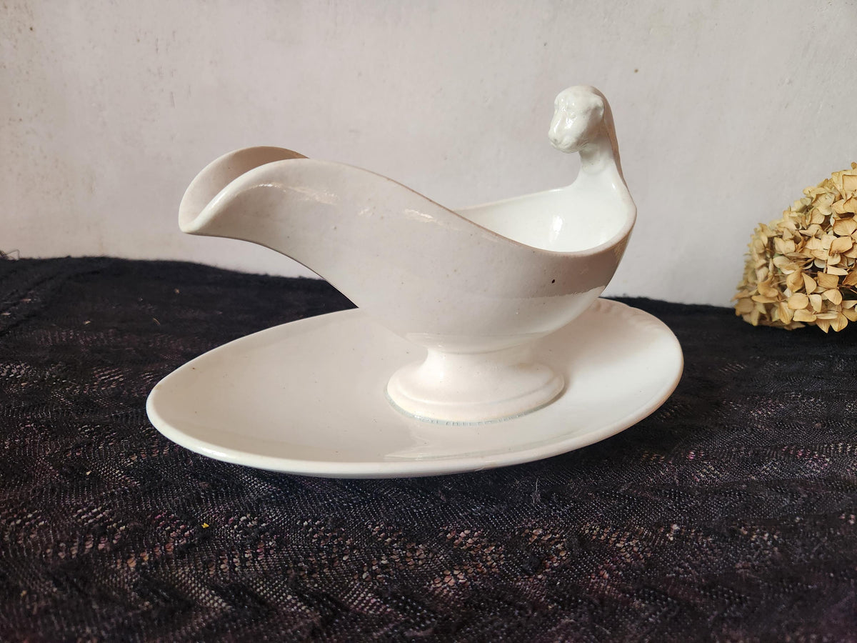 Antique Jules Vieillard Bordeaux Ironstone Sauce Boat
