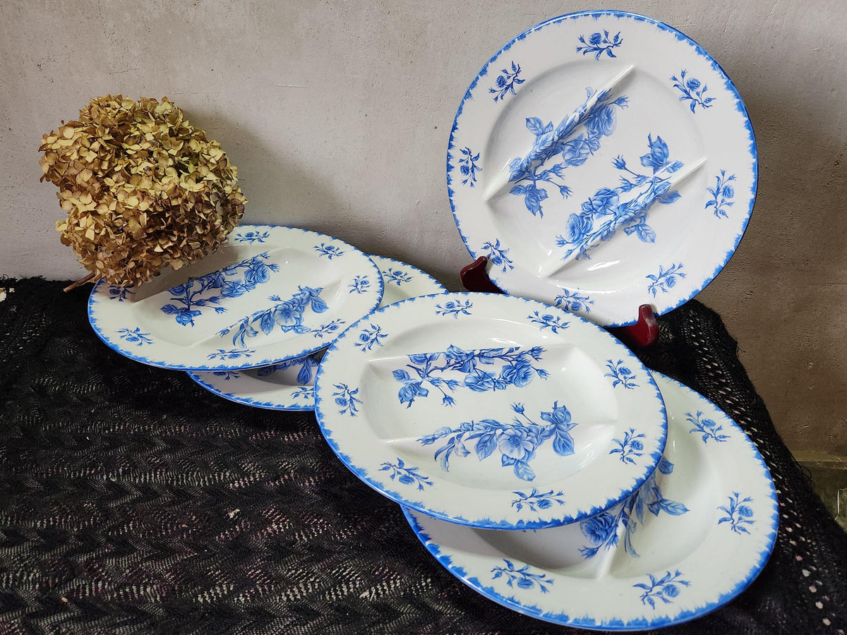 Vintage 5x French Faience Asparagus Plates