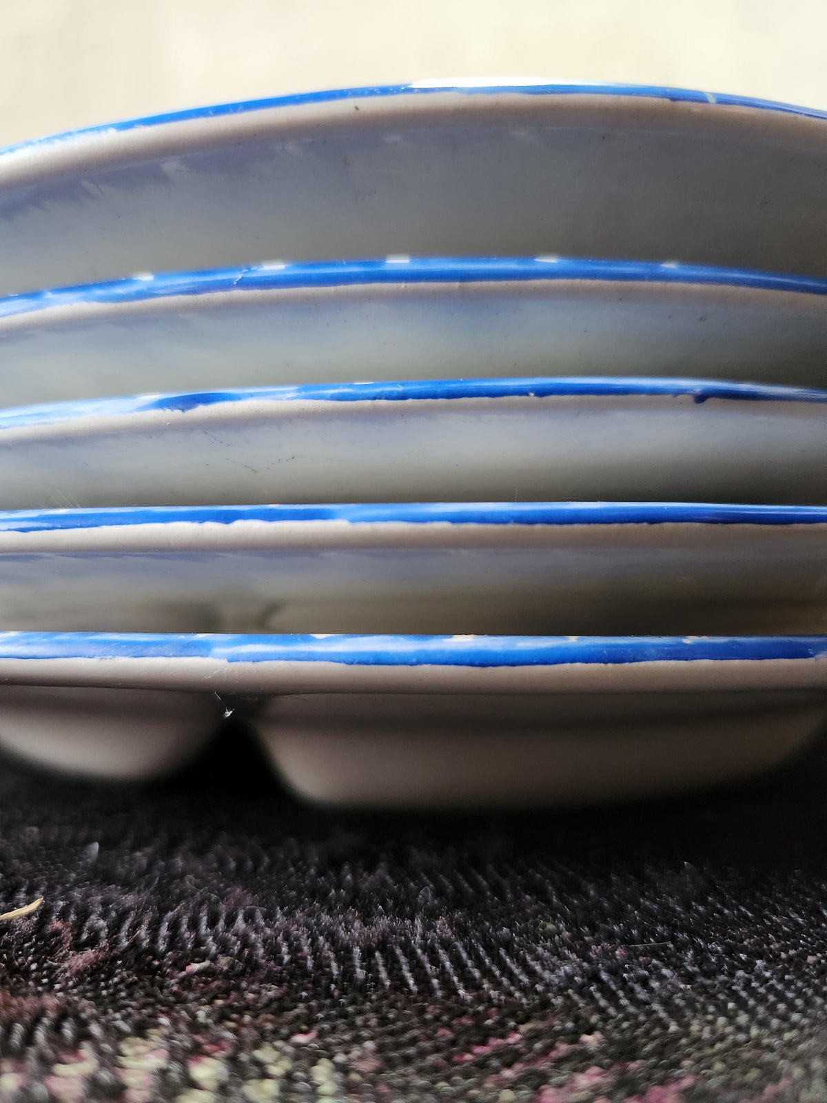 Vintage 5x French Faience Asparagus Plates
