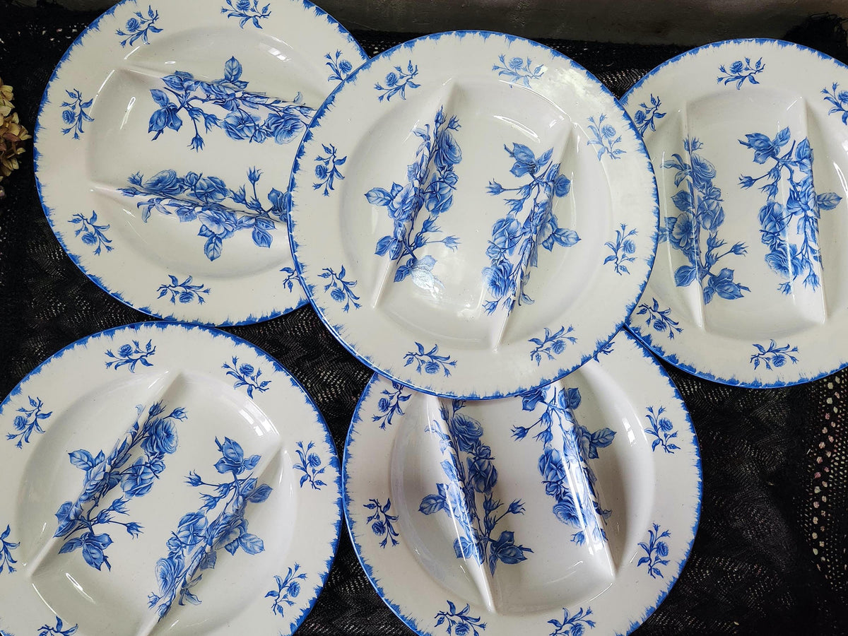 Vintage 5x French Faience Asparagus Plates