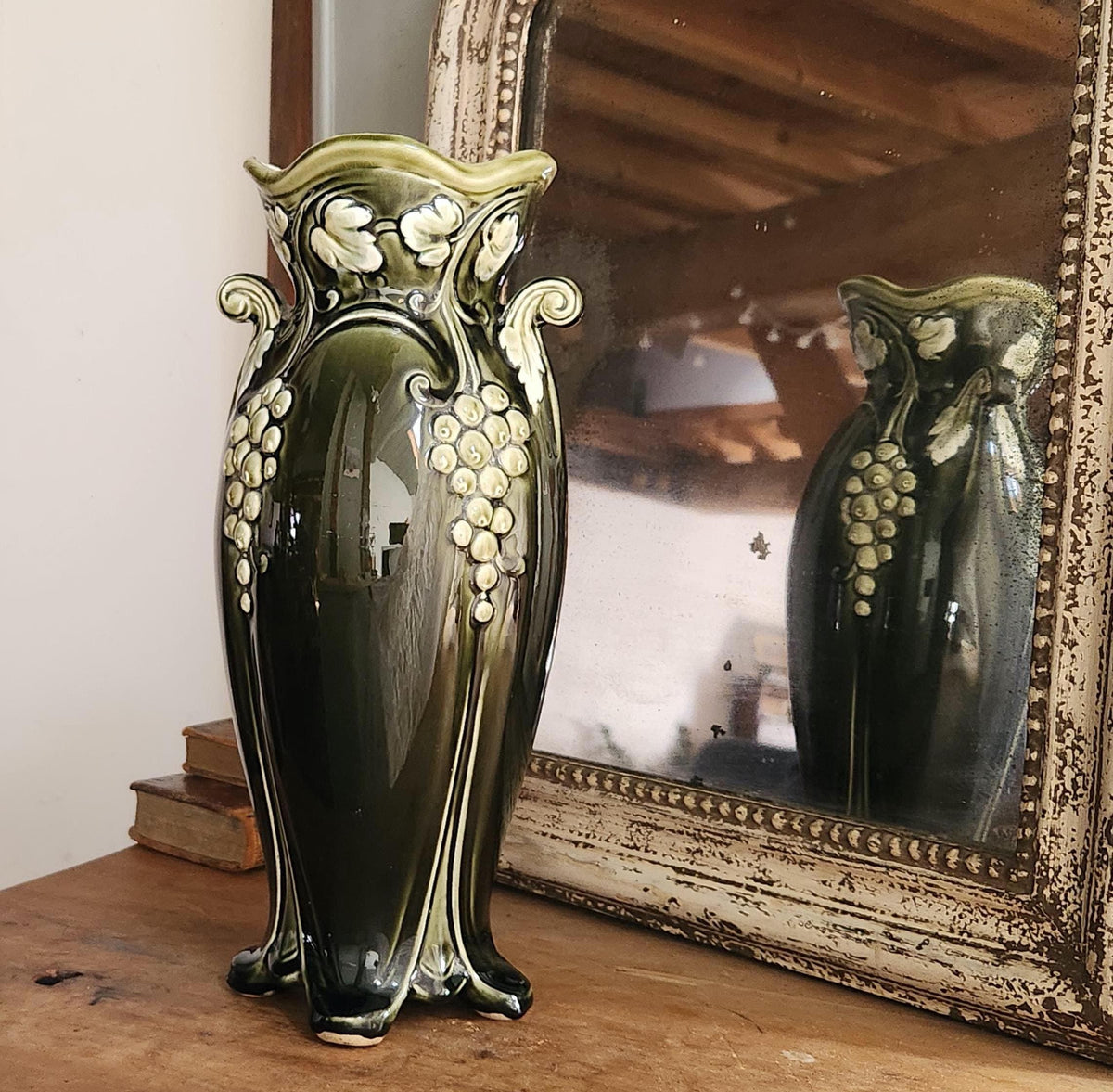 Antique French Antoine Gustave De Bruyn Fives Lille Art Nouveau Barbotine Vase