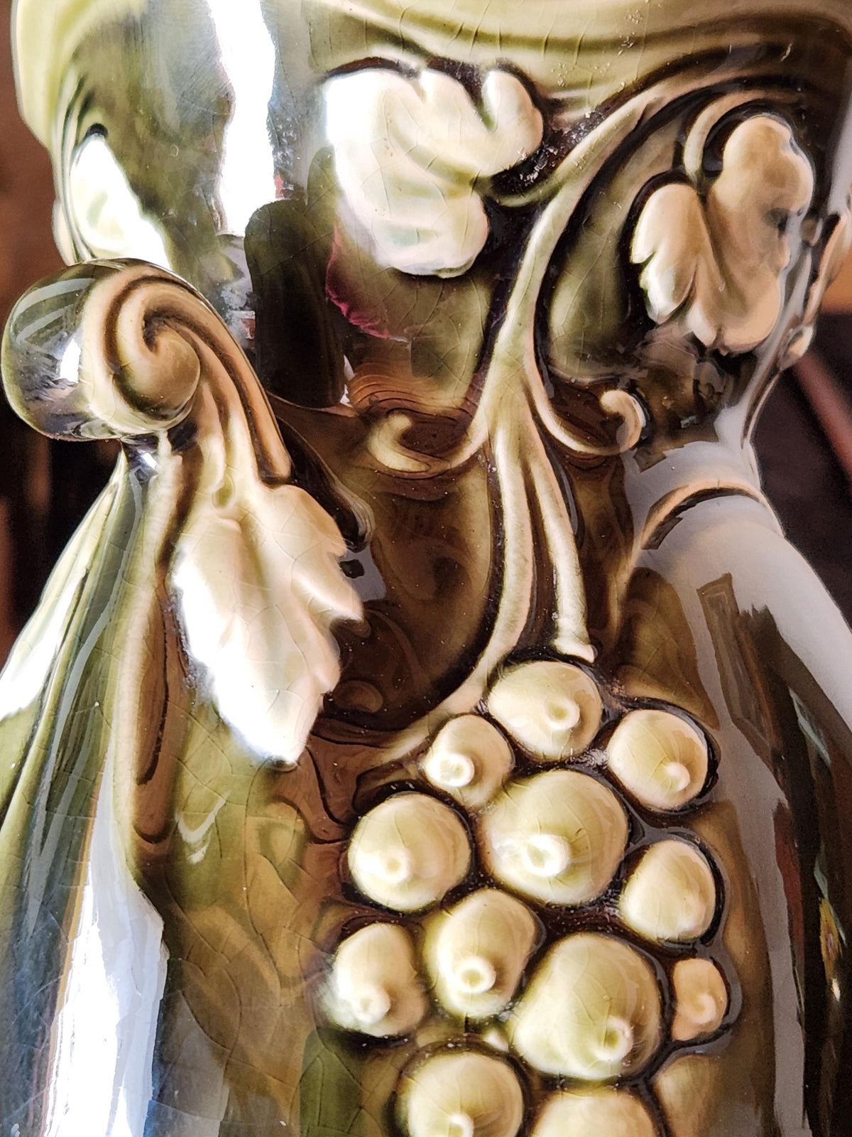 Antique French Antoine Gustave De Bruyn Fives Lille Art Nouveau Barbotine Vase