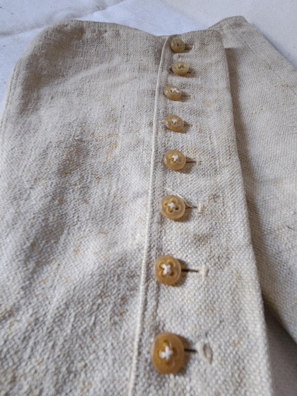 Antique Oatmeal Canvas Cotton High Gaiters Boot Covers 12 Buttons