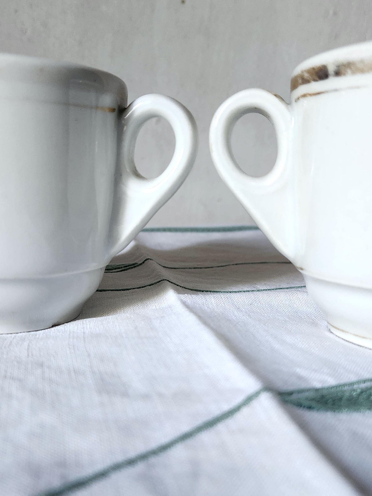 Antique 2x French Brulot Coffee Cups Whiteware Espresso Cup, 1800s Kitchenalia