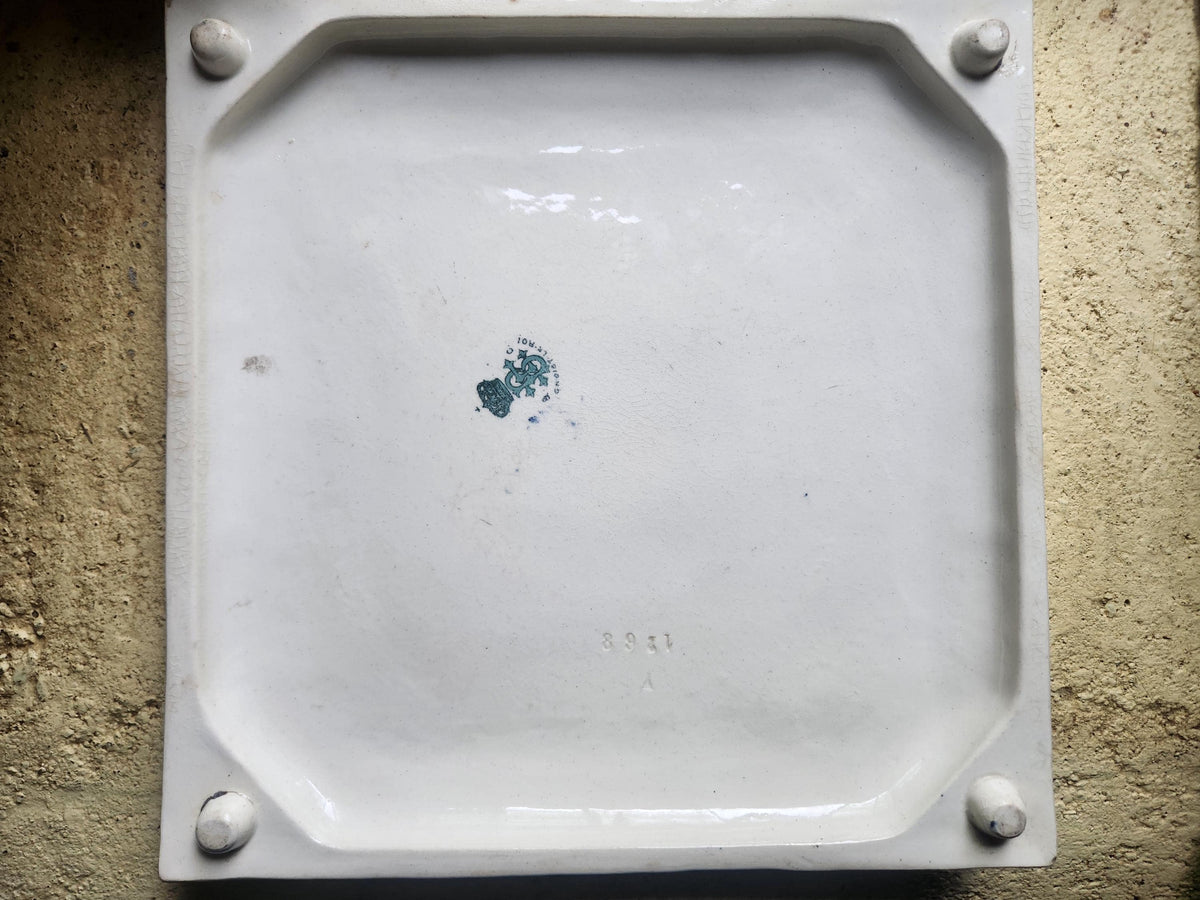 Antique French Choisy Le Roi Large Ironstone Table Trivet with Floral Transferware