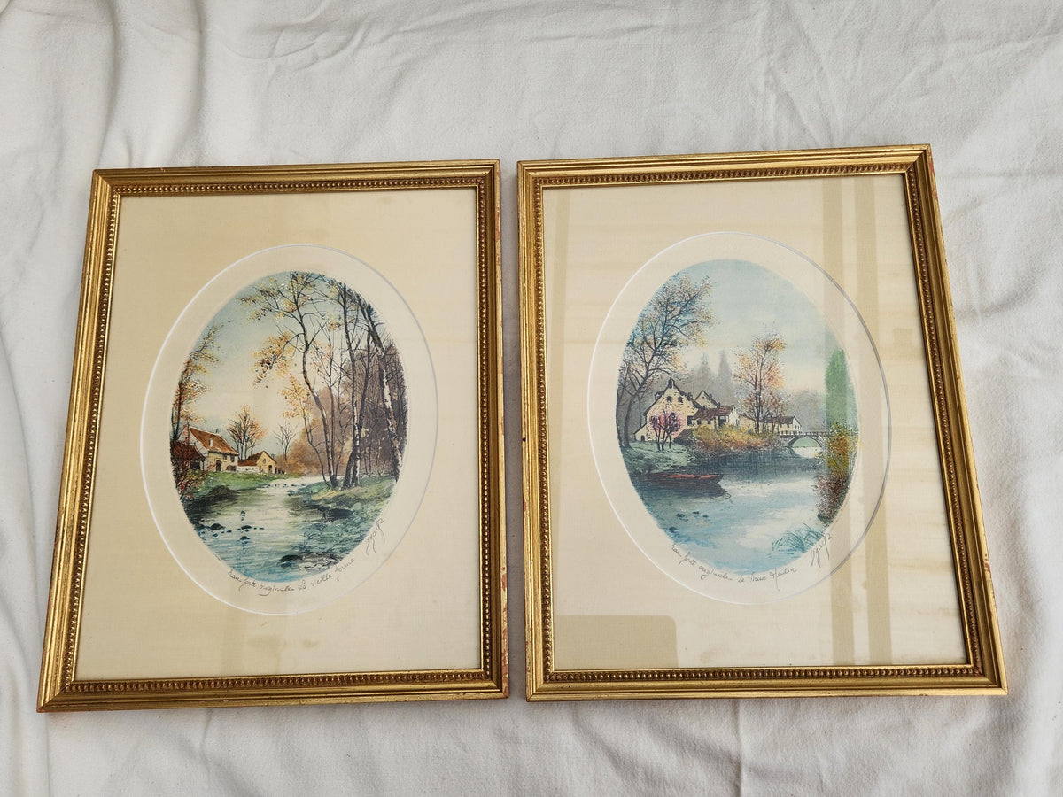 Vintage Set of Atmospheric Watercolour Signed Landscape Wall Art