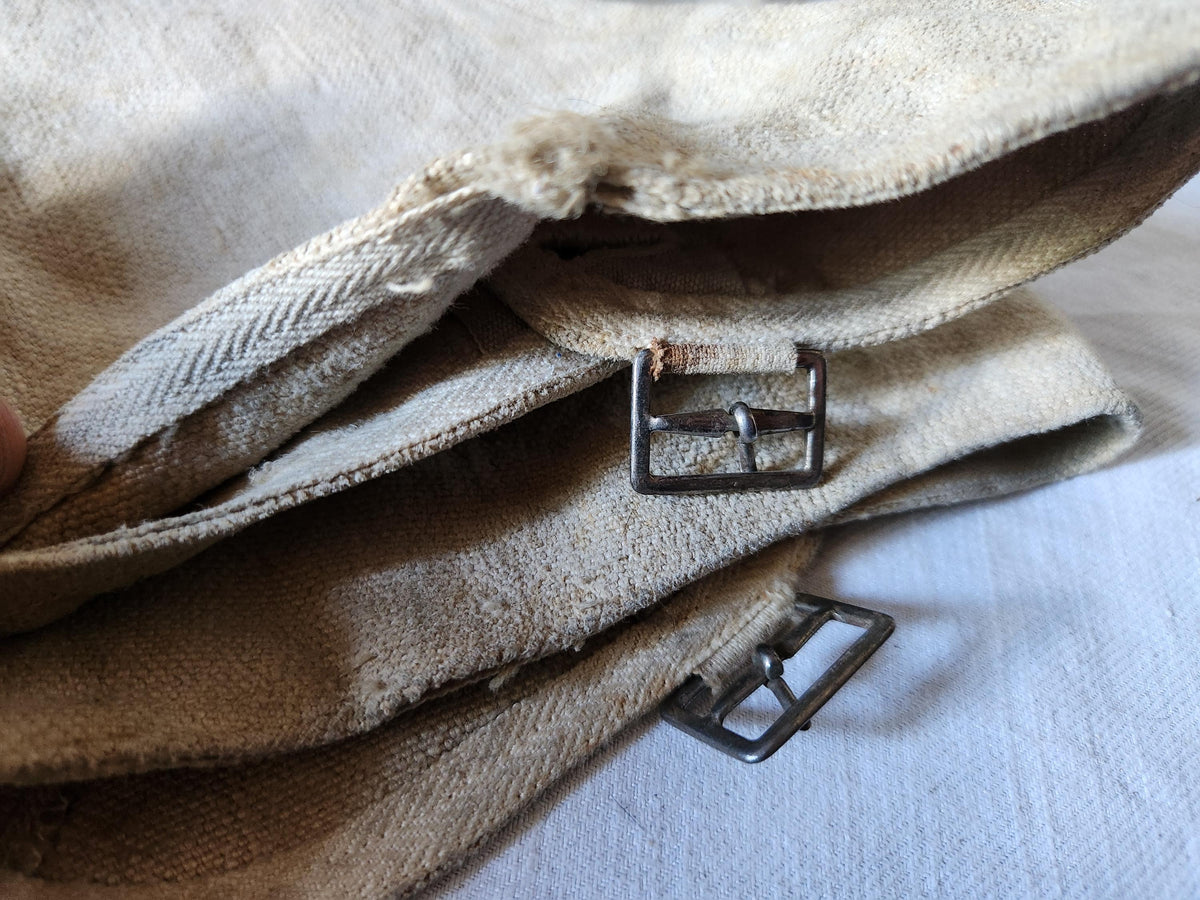 Antique Oatmeal Canvas Cotton High Gaiters Boot Covers 12 Buttons