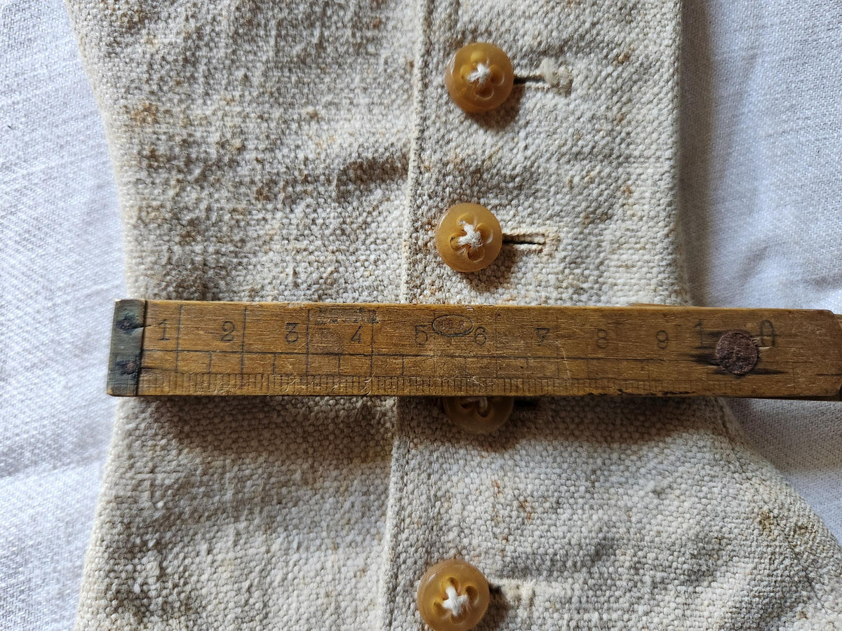 Antique Oatmeal Canvas Cotton High Gaiters Boot Covers 12 Buttons