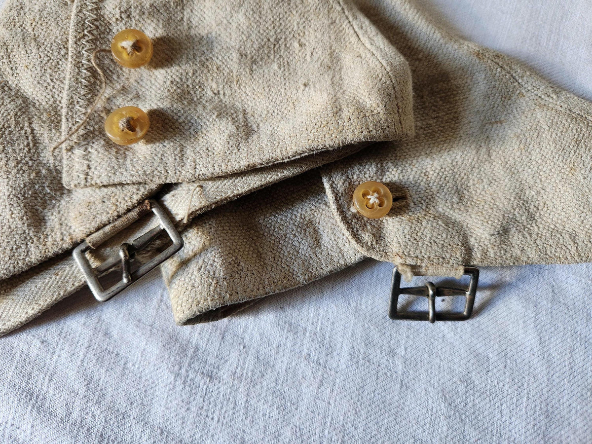 Antique Oatmeal Canvas Cotton High Gaiters Boot Covers 12 Buttons