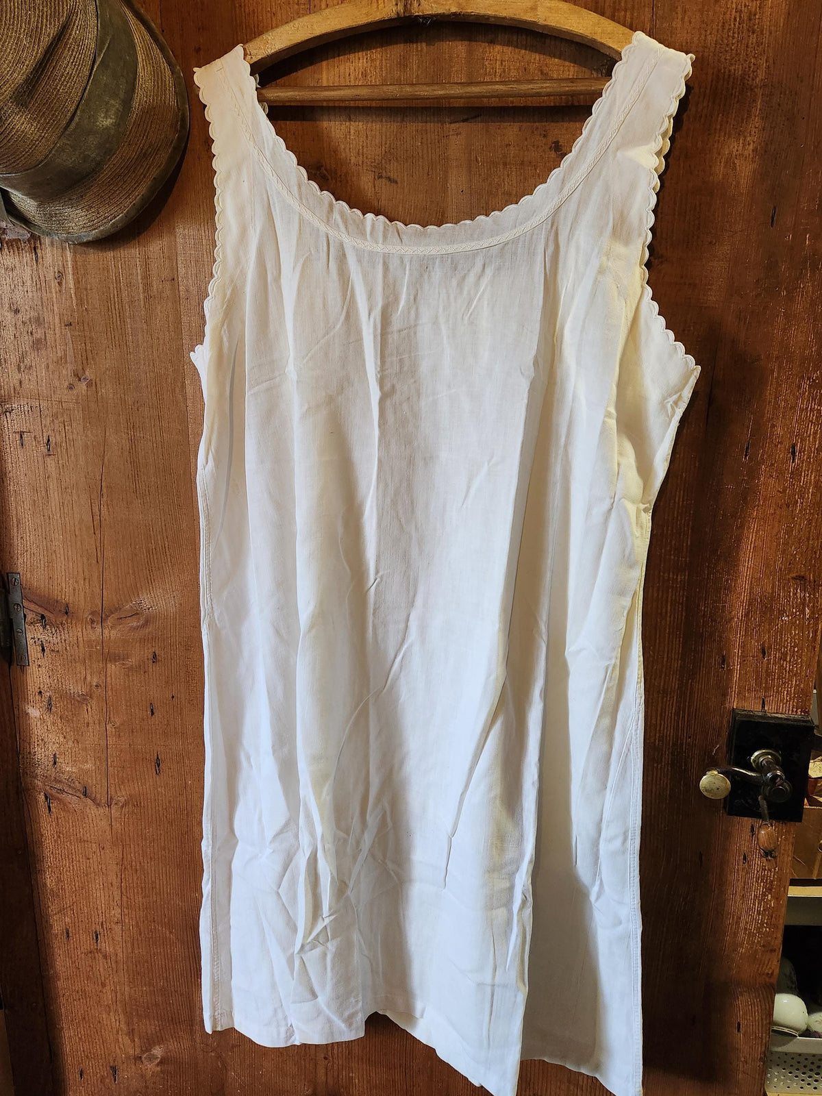 Antique French Cotton Nightgown Monogram RM: 1920s Sleeveless Summer Dress