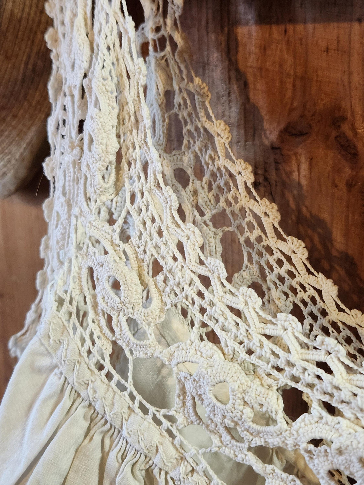 Antique French Cotton Nightgown Monogrammed LD: Sleeveless Lace Summer Dress