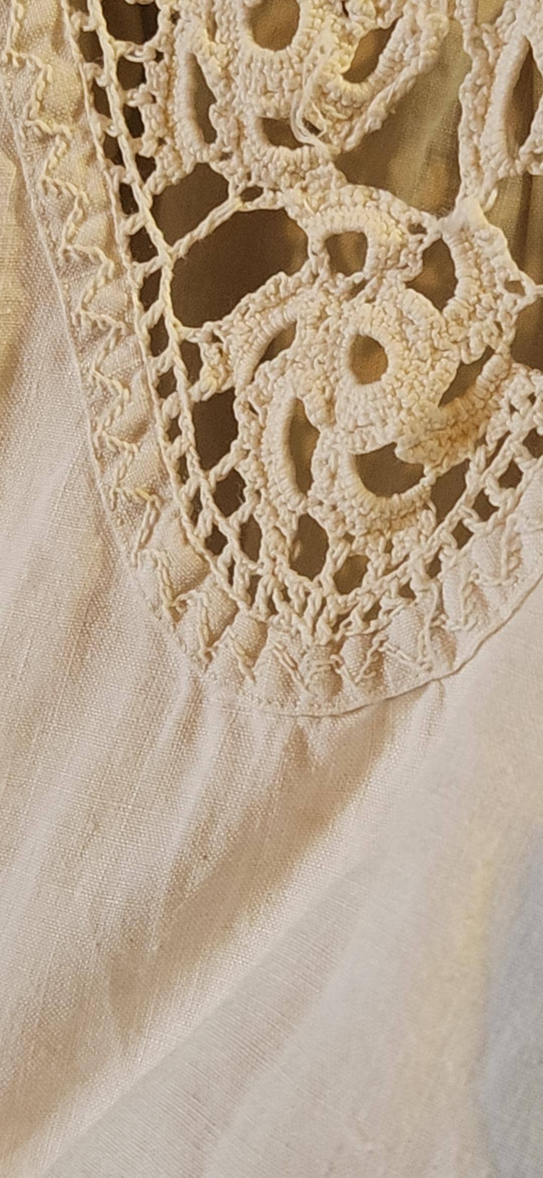 Antique French Cotton Nightgown Monogrammed LD: Sleeveless Lace Summer Dress