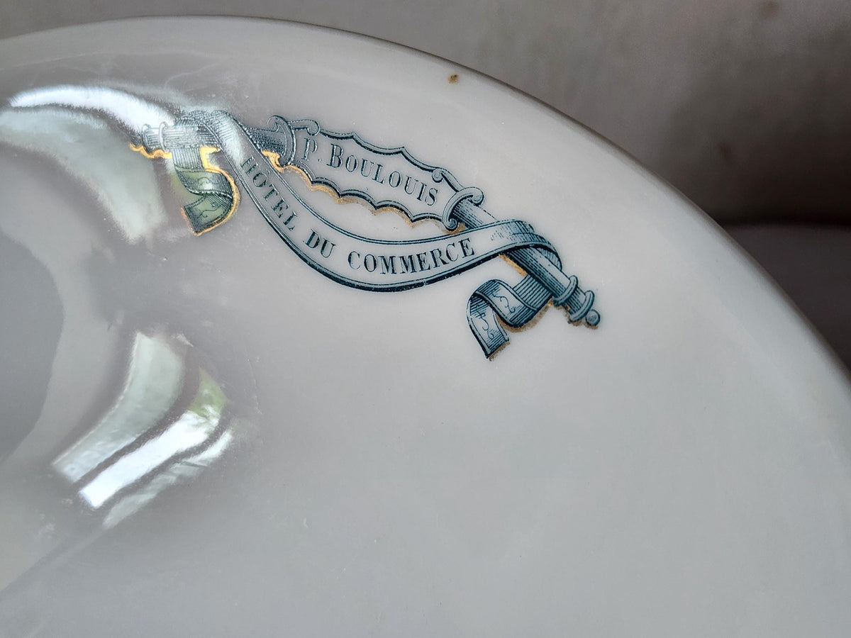 Vintage French Porcelain Fruit Bowl Limoges 'Hotel du Commerce - P.Boulouis'